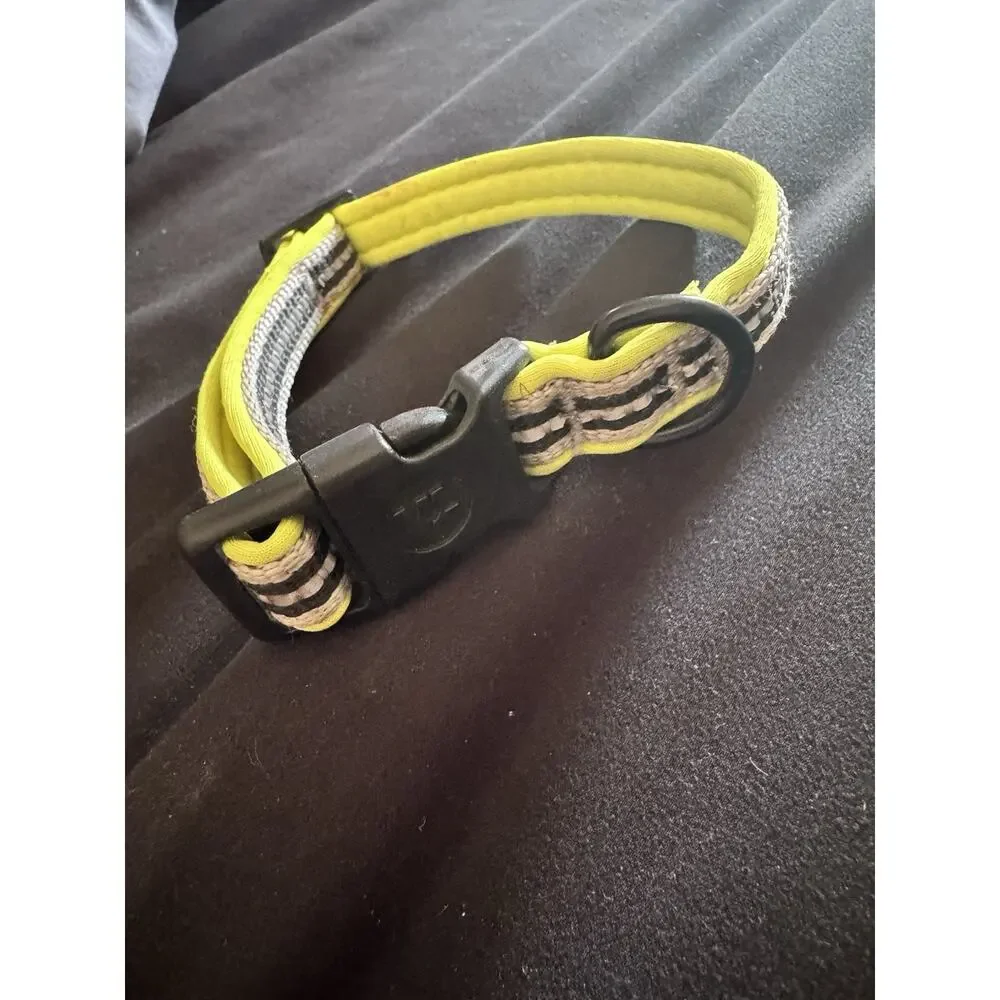 Hi Vis Reflective Dog Collar Adjustable Neon Yellow Safety Pet Collar S/M 9-13”
